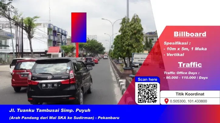 Lokasi Sewa Billboard dan Baliho di Jl. Tuanku Tambusai (Simpang Puyuh) Pekanbaru Riau